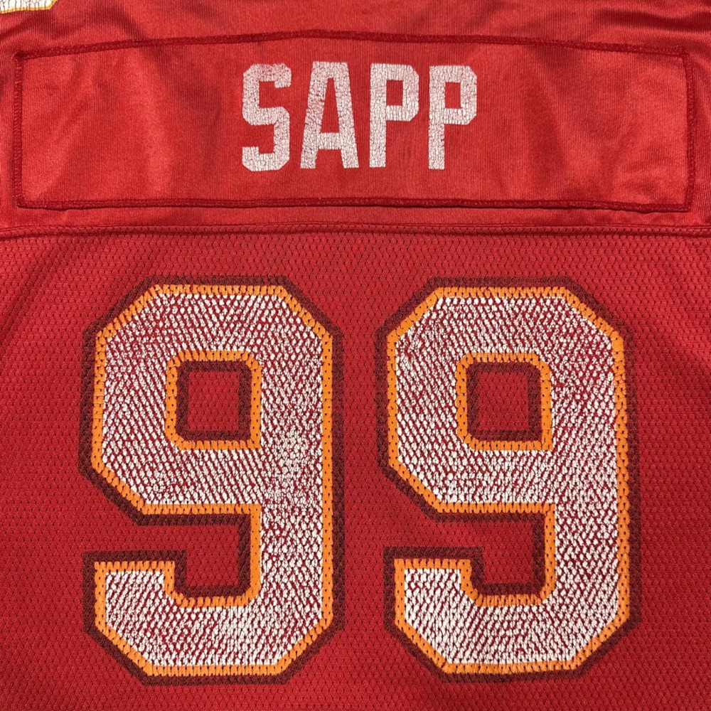 Vintage Tampa Bay Buccaneers Jersey Mens XL Red Warren Sapp #99 NFL Football 00s - Picture 7 of 9